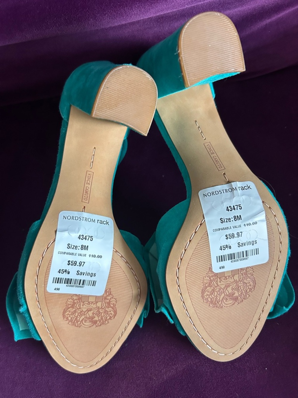 Vince Camuto Teal Bow Ankle-Strap Block Heel Sandal - Picture 4 of 4